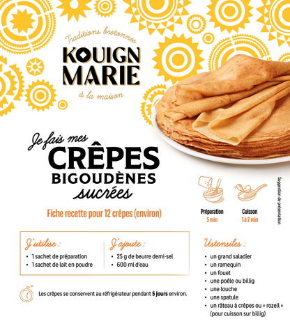 KIT "JE FAIS MES CRÊPES BIGOUDENES SUCREES" - 2 x 12 crêpes env.