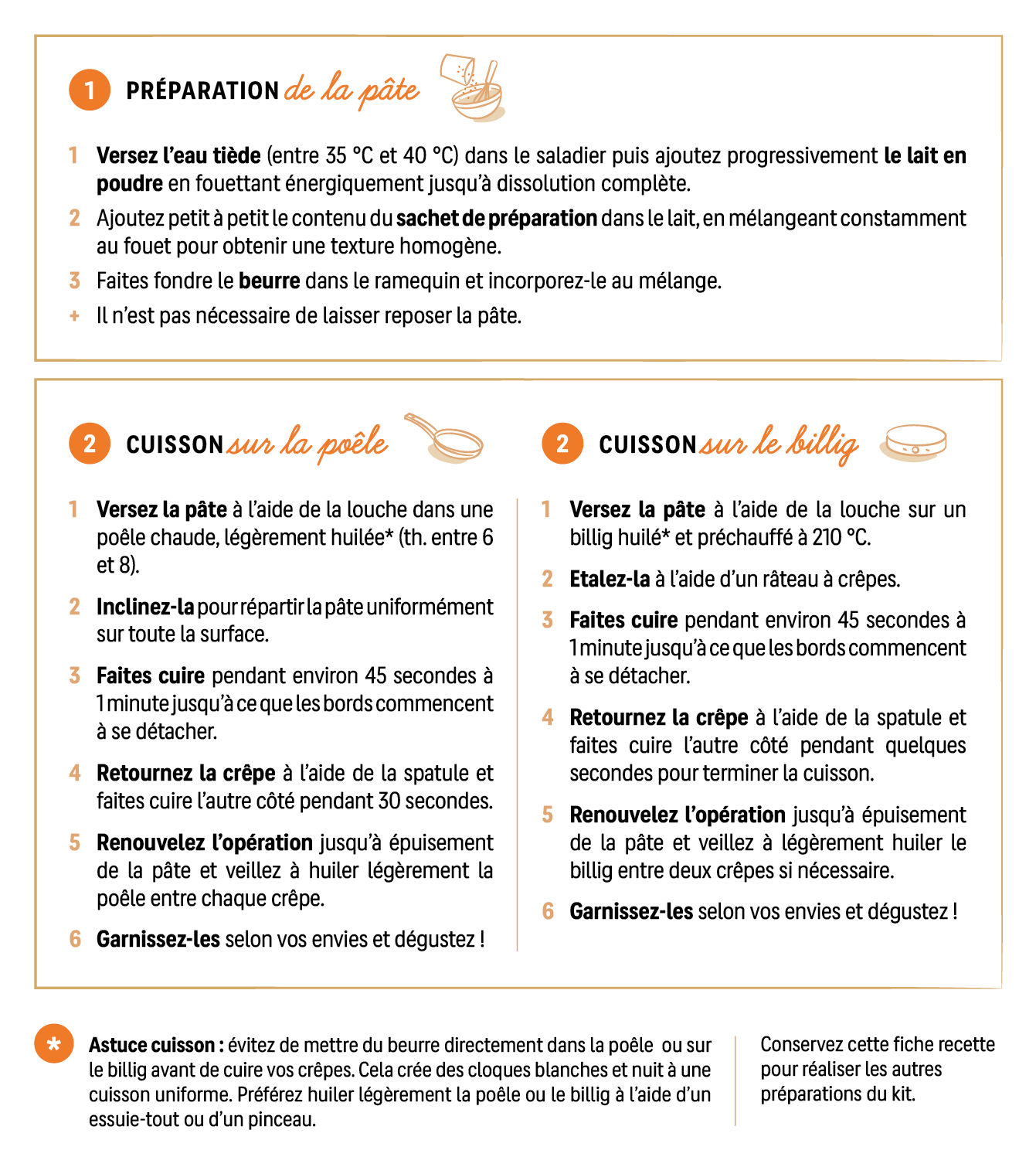 KIT "JE FAIS MES CRÊPES BIGOUDENES SUCREES" - 2 x 12 crêpes env.